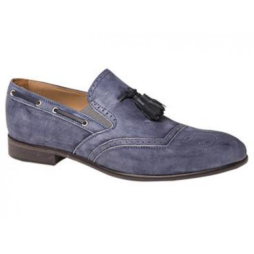 Bacco Bucci "Mancuso" Blue Genuine Old English Suede Loafer Shoes